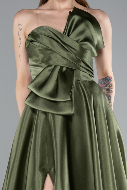 Abendkleid Lang Satin Khaki ABU4975
