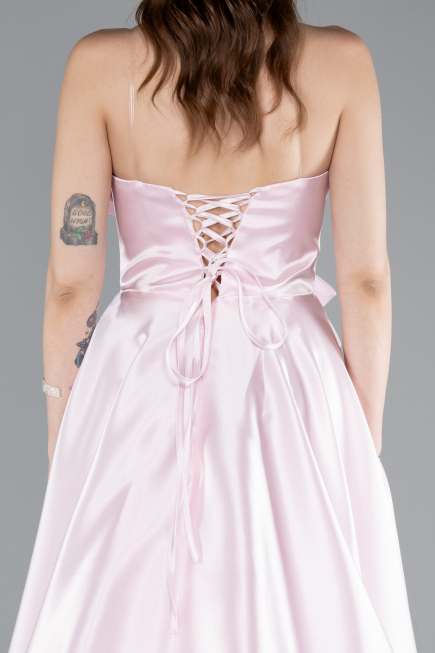 Abendkleid Lang Satin Puder ABU4975