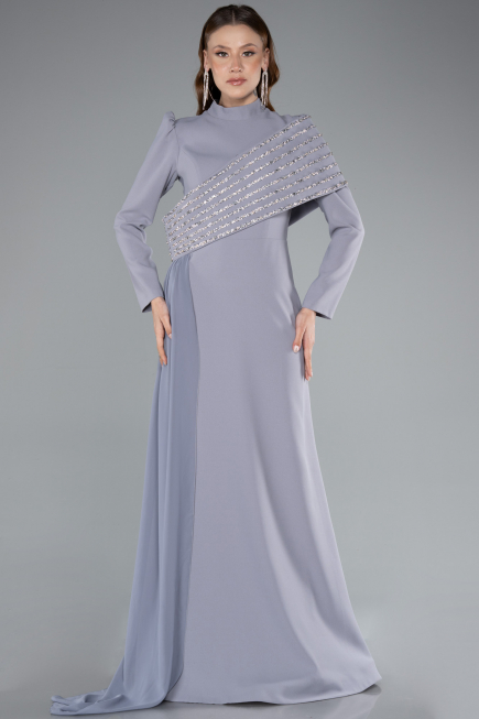 Abendkleid in Übergröße Lang Grau ABU4977
