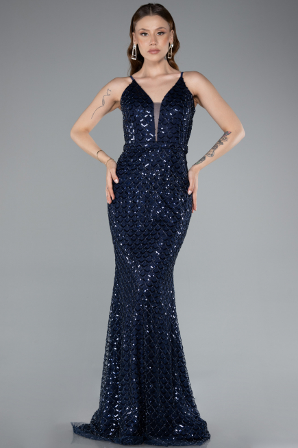 Abendkleid Lang Marineblau ABU4980