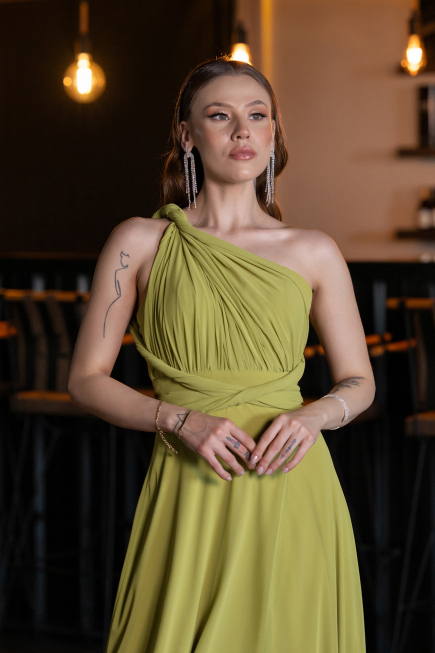 Abschlusskleid Lang Chiffon Pistaziengrün ABU4965