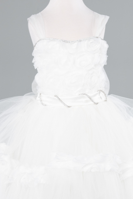 Abendkleid für Kinder Vorne Kurz-Hinten Lang Weiß ABO115
