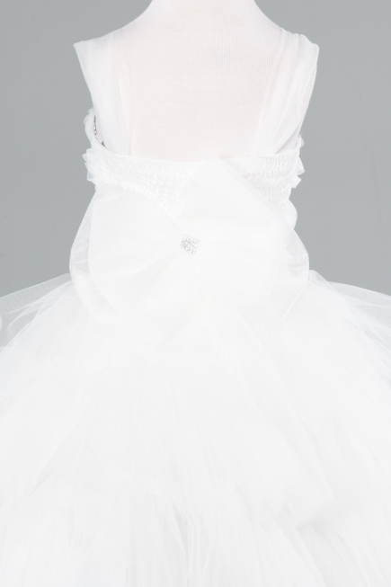 Abendkleid für Kinder Vorne Kurz-Hinten Lang Weiß ABO115