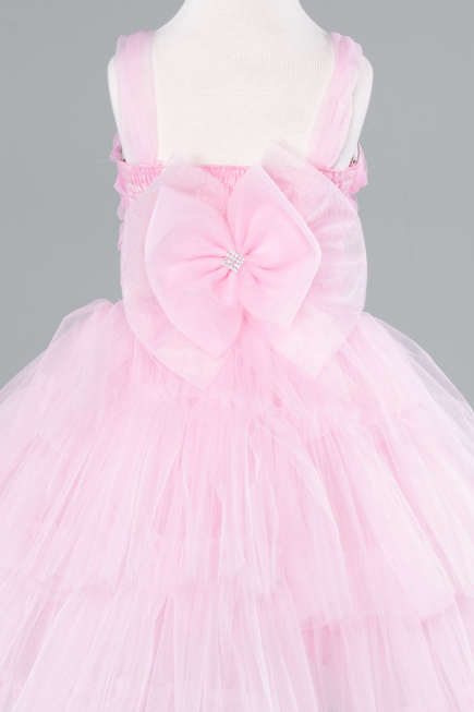 Abendkleid für Kinder Vorne Kurz-Hinten Lang Puder ABO115