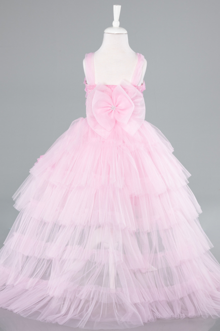 Abendkleid für Kinder Vorne Kurz-Hinten Lang Puder ABO115