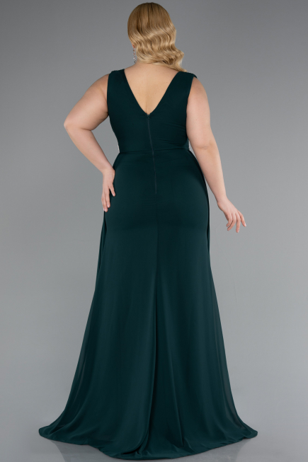 Kleider in Großen Größen Lang Chiffon Smaragdgrün ABU5006
