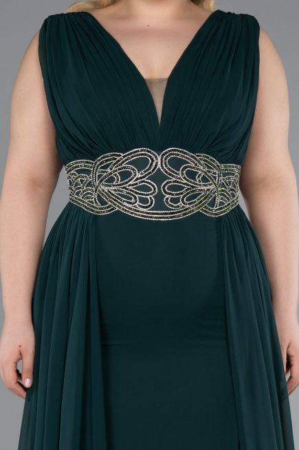 Kleider in Großen Größen Lang Chiffon Smaragdgrün ABU5006