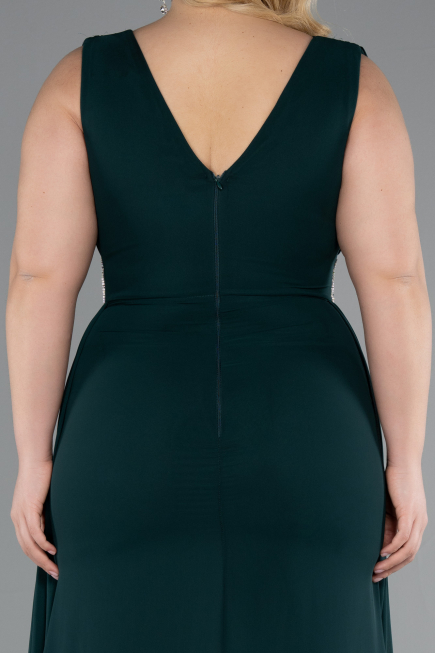 Kleider in Großen Größen Lang Chiffon Smaragdgrün ABU5006