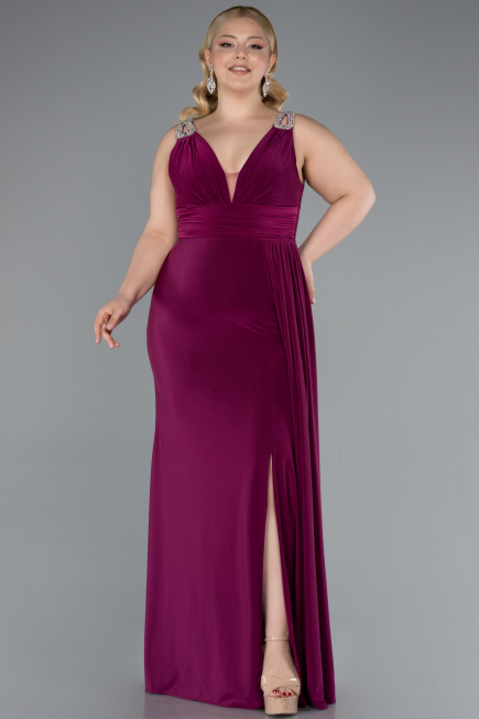 Abendkleid in Übergröße Lang Pflaume ABU4968