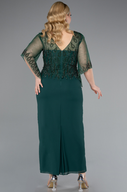 Abendgarderobe in Großen Größen Midi Chiffon Smaragdgrün ABK2333