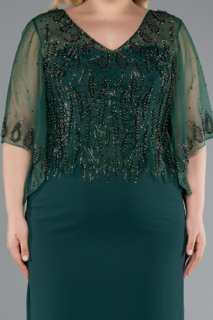 Abendgarderobe in Großen Größen Midi Chiffon Smaragdgrün ABK2333