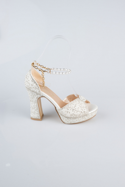 Party-Schuhe Steinbesetzt Weiß MJ9007