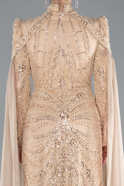 Hijab-Abendkleid Lang Gold ABU4930