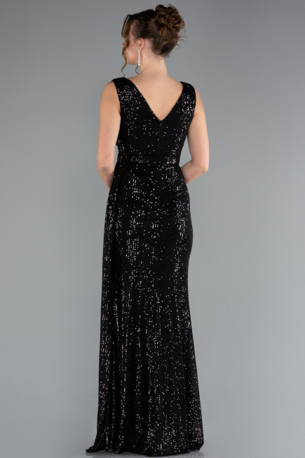 Abendkleid Lang Schuppig Schwarz ABU3201