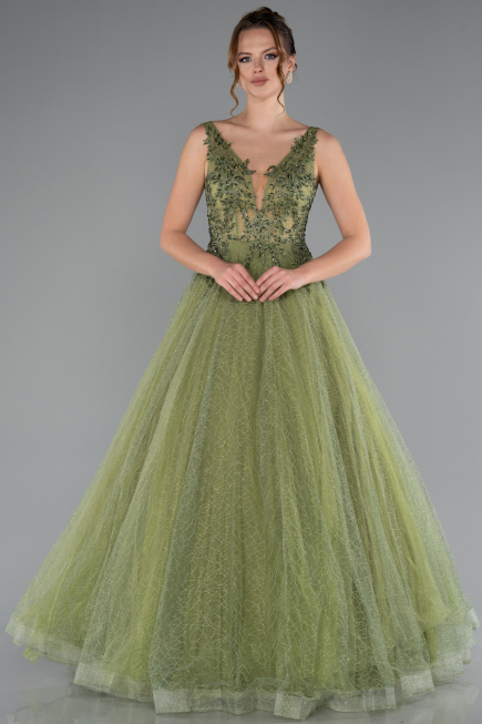Pistaziengrün Abendkleid Lang ABU2131