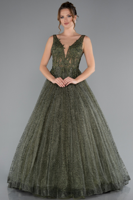 Khaki Abendkleid Lang ABU2131