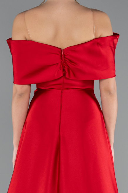 Abendkleid Lang Satin Rot ABU5015