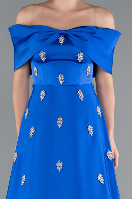 Abendkleid Lang Satin Sächsischblau ABU5015