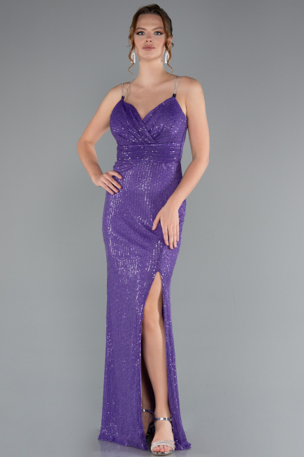 Violette Abendkleid İm Meerjungfrau-Stil Lang ABU3768