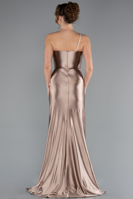 Abschlusskleid Lang Nerzbraun ABU5022