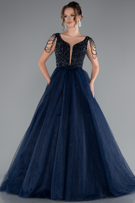 Designer Abendkleid Lang Marineblau ABU5019