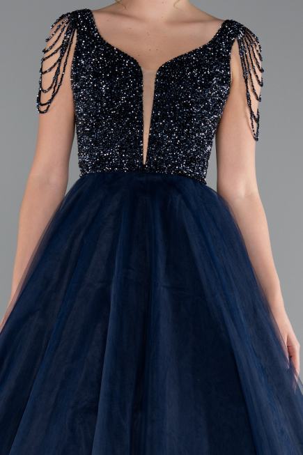 Designer Abendkleid Lang Marineblau ABU5019
