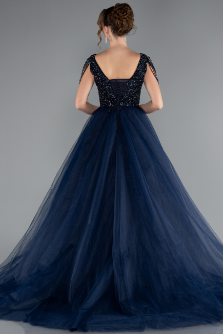 Designer Abendkleid Lang Marineblau ABU5019