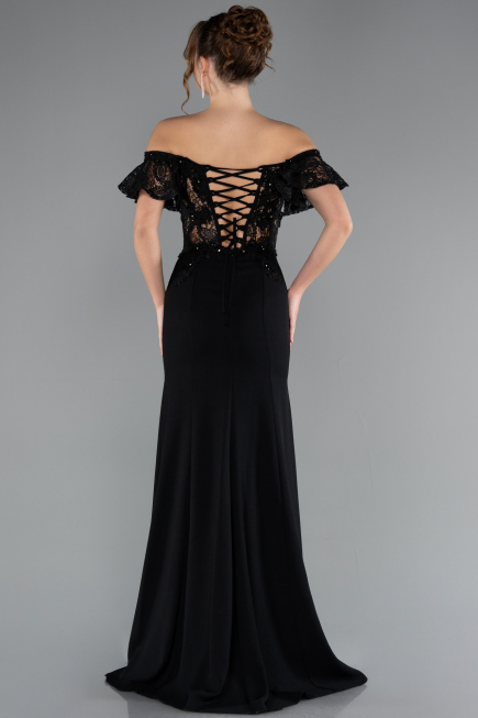 Abendkleid Lang Spitze Schwarz ABU2261