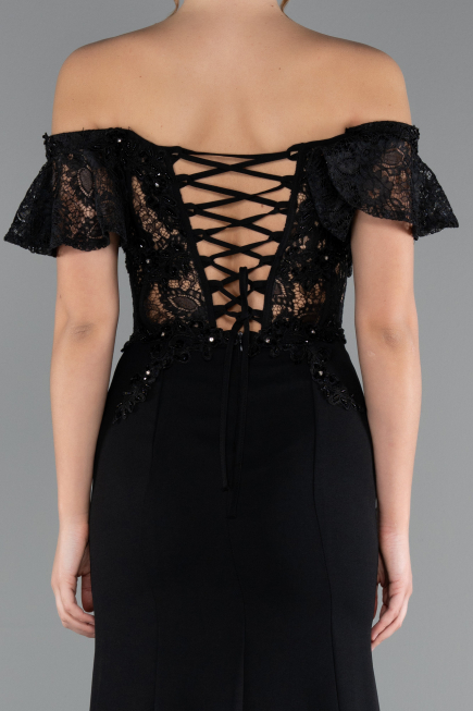 Abendkleid Lang Spitze Schwarz ABU2261