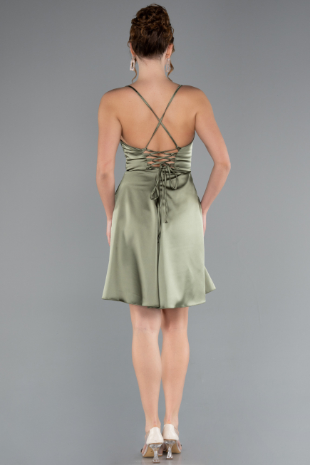 Partykleid Kurz Satin Khaki ABK2366