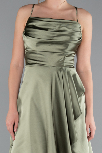 Partykleid Kurz Satin Khaki ABK2366