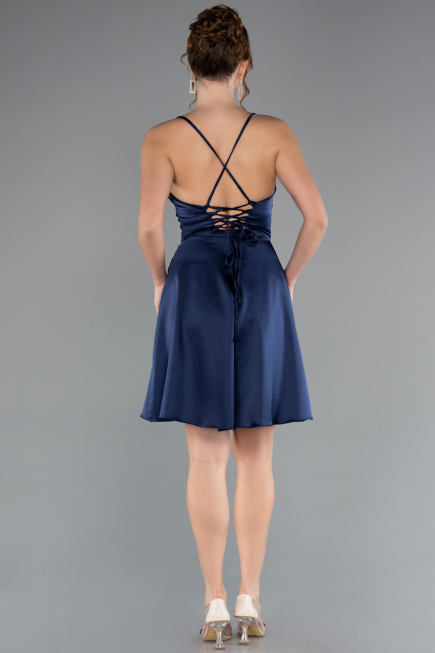 Partykleid Kurz Satin Marineblau ABK2366