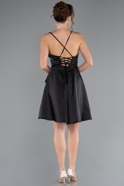 Partykleid Kurz Satin Schwarz ABK2366
