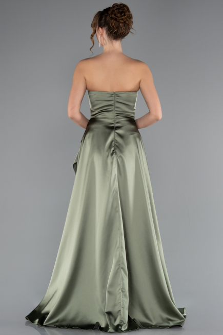 Abschlusskleid Lang Satin Khaki ABU5023