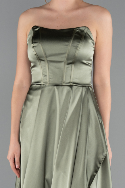 Abschlusskleid Lang Satin Khaki ABU5023