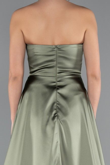 Abschlusskleid Lang Satin Khaki ABU5023