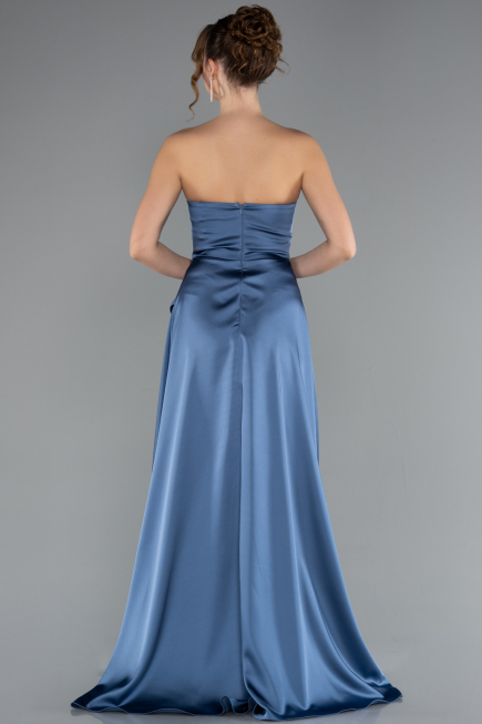 Abschlusskleid Lang Satin Indigo ABU5023