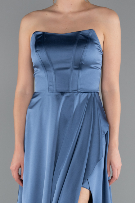 Abschlusskleid Lang Satin Indigo ABU5023