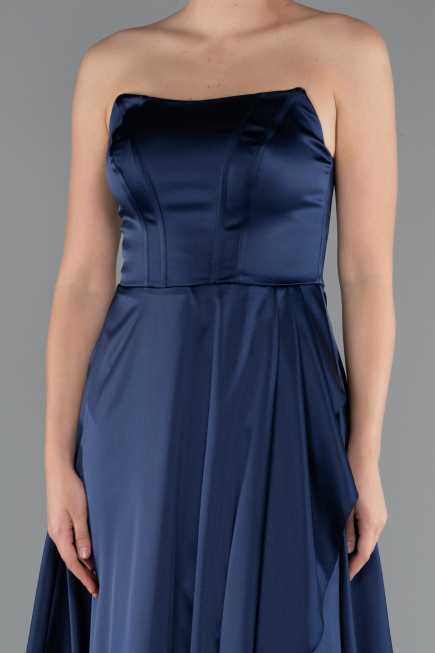 Abschlusskleid Lang Satin Marineblau ABU5023
