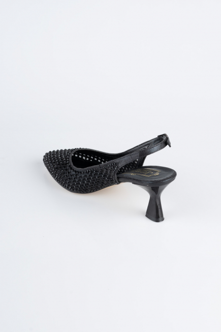 Party-Schuhe Steinbesetzt Schwarz MJ5310