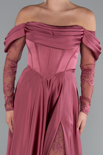Standesamtkleid Lang Satin Zimtfarben ABU5054