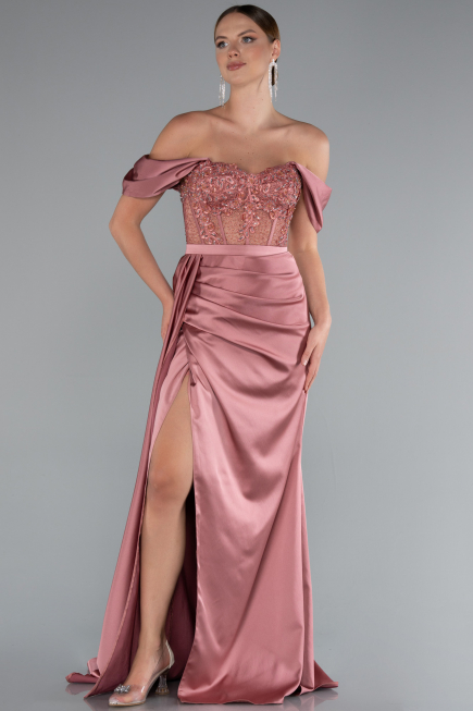 Zwiebelschale Abendkleid Satin Lang ABU5034