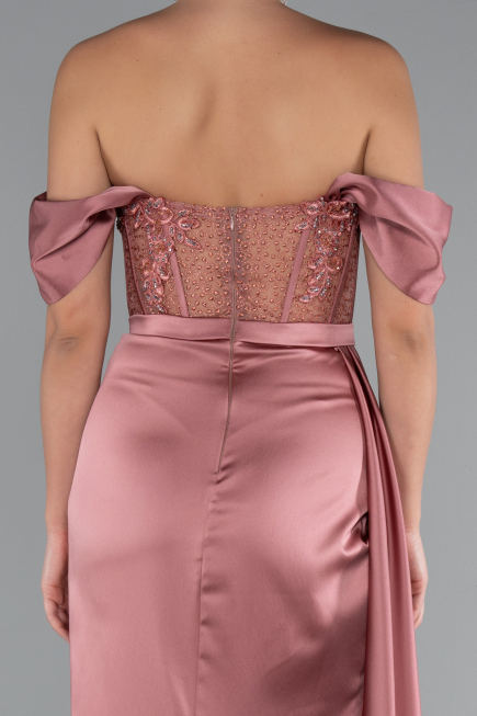 Zwiebelschale Abendkleid Satin Lang ABU5034