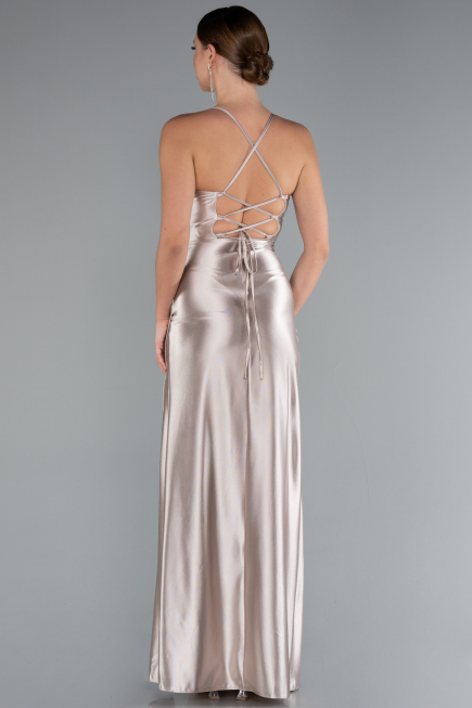 Beige Abschlusskleid Lang ABU3247
