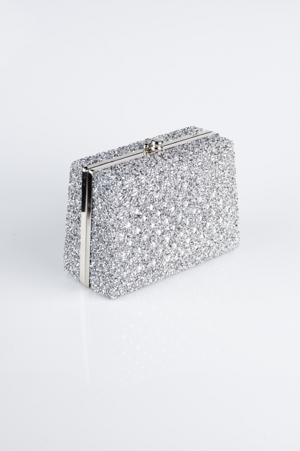 Abendtasche Steinbesetzt Silber KC701