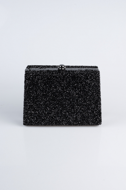 Abendtasche Steinbesetzt Schwarz KC701