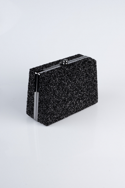 Abendtasche Steinbesetzt Schwarz KC701