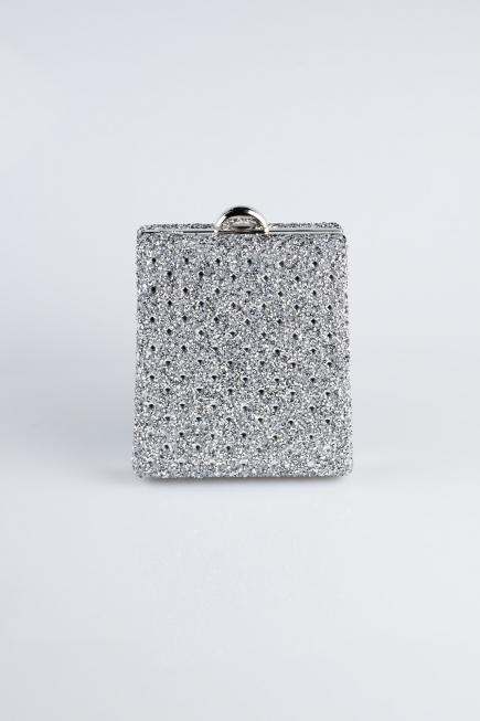 Abendtasche Steinbesetzt Silber KC702