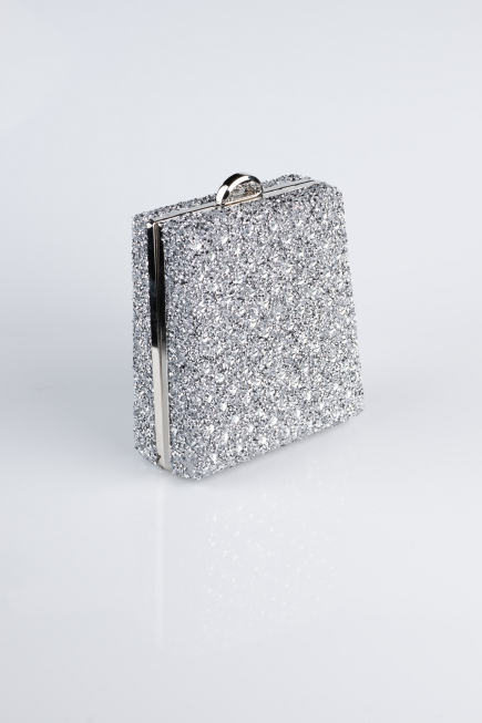 Abendtasche Steinbesetzt Silber KC702