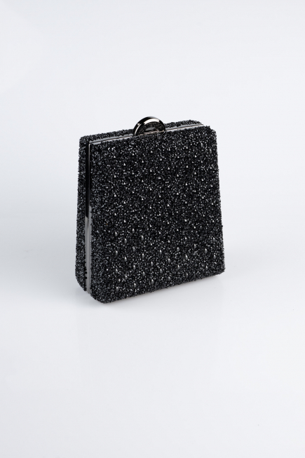 Abendtasche Steinbesetzt Schwarz KC702